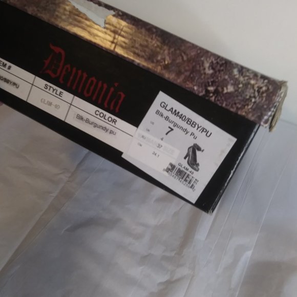 Demonia black burgundy Glam40  heels goth dark academia sexy vampiress size 7 - Picture 14 of 16